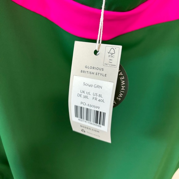 Boden Kefalonia One-Piece Neon Pink Kelly Green Swimsuit Size 8 - Picture 5 of 8